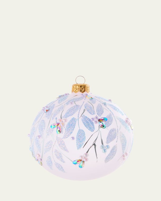 Iridescent Frosted Leaves Ball Ornament